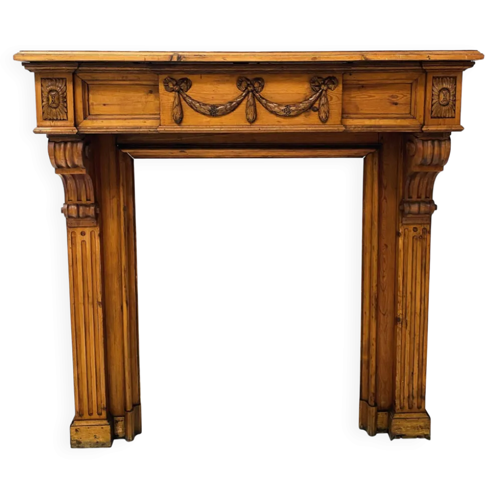 Cheminée de style Louis XVI en sapin massif XIX siècle