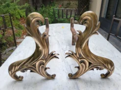 Chenets en bronze doré XIXe