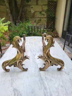 Chenets en bronze doré XIXe