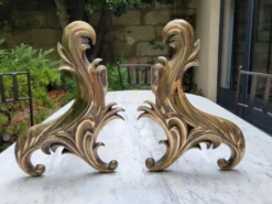 Chenets en bronze doré XIXe
