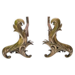 Chenets en bronze doré XIXe