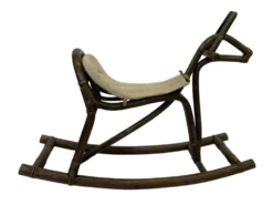 Cheval à bascule en bambou et rotin du milieu du siècle, design années 60 pour enfants
