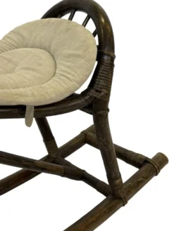 Cheval à bascule en bambou et rotin du milieu du siècle, design années 60 pour enfants