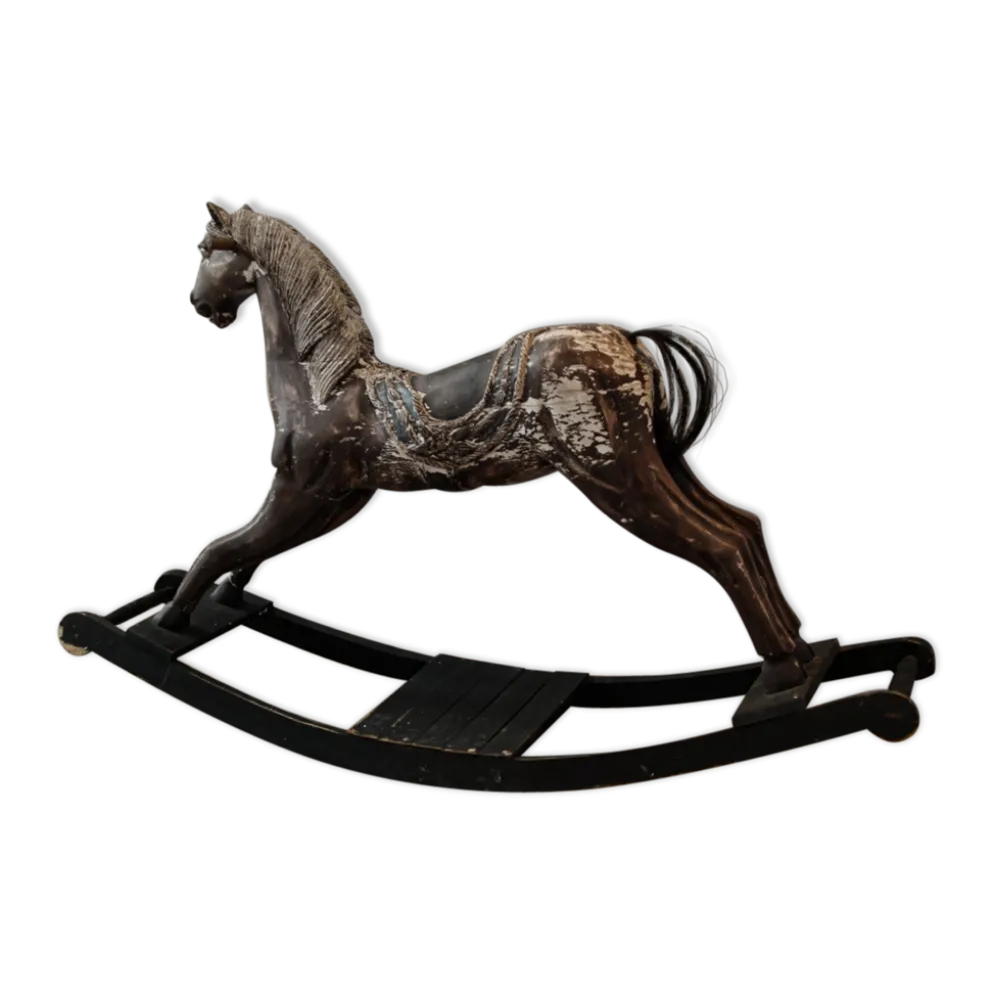 Cheval à bascule en bois, cheval de manège du XIXème siècle