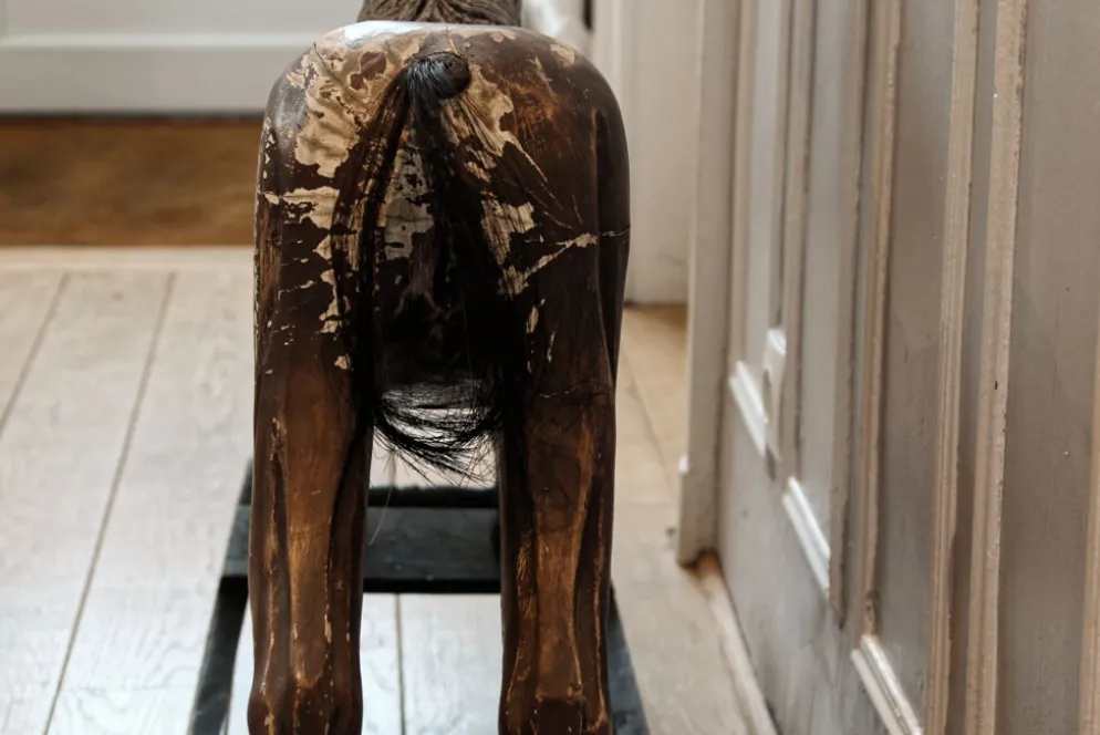 Cheval à bascule en bois, cheval de manège du XIXème siècle