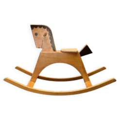 Cheval à bascule en bois du milieu du siècle, années 1960