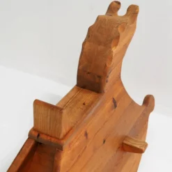 Cheval à bascule en pin massif des années 1970, jouet pour enfant