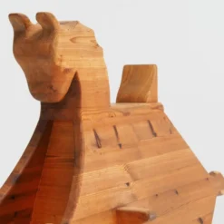Cheval à bascule en pin massif des années 1970, jouet pour enfant