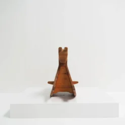 Cheval à bascule en pin massif des années 1970, jouet pour enfant