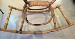 Cheval à bascule en rotin et bambou vintage 1960/70
