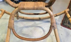 Cheval à bascule en rotin et bambou vintage 1960/70