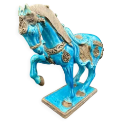Cheval en céramique émaillée craquelée vintage