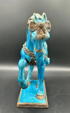Cheval en céramique émaillée craquelée vintage