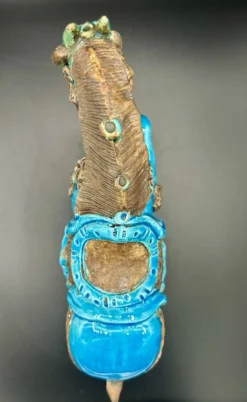 Cheval en céramique émaillée craquelée vintage