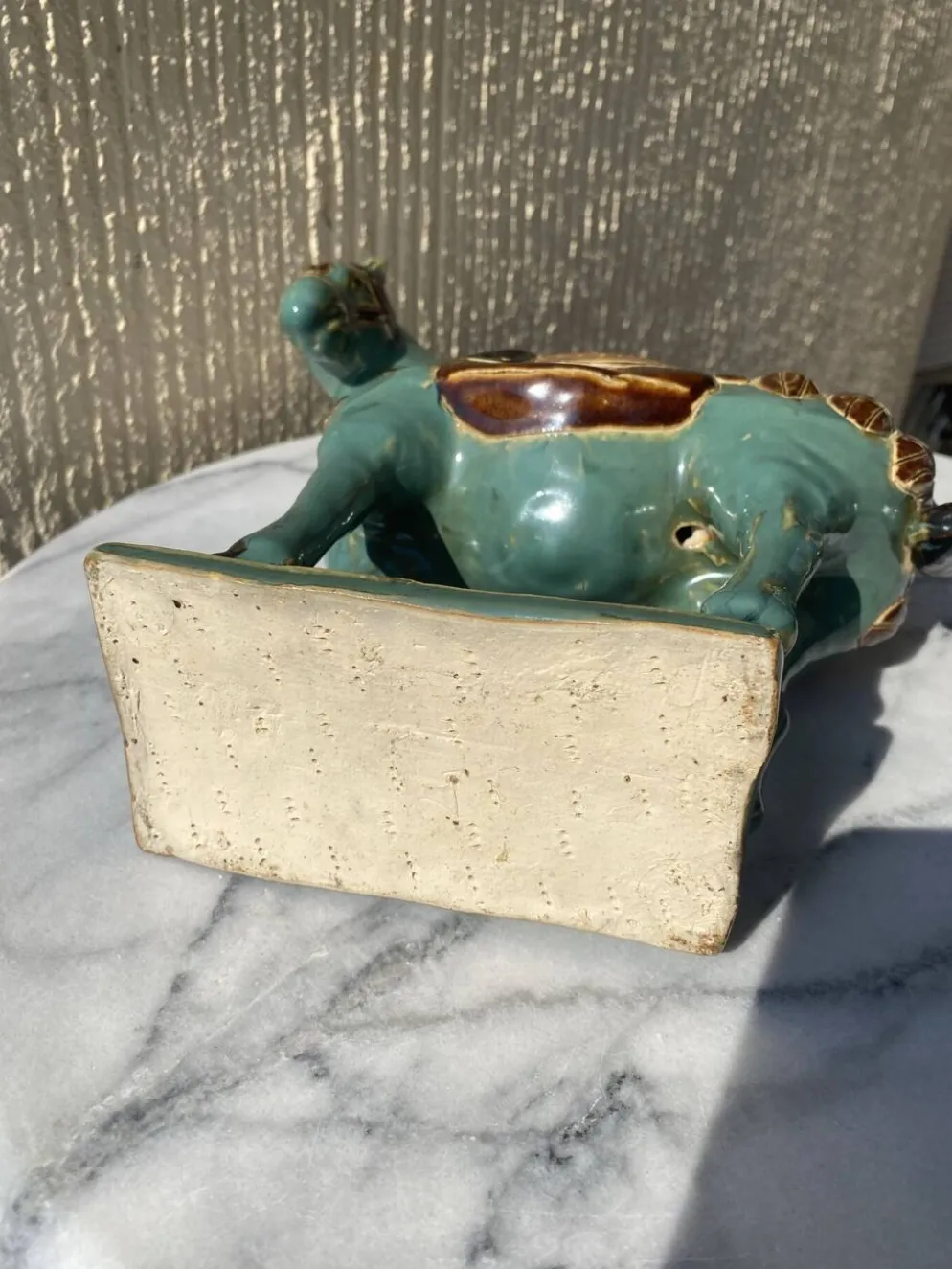 Cheval vintage en Ceramique émaillée turquoise
