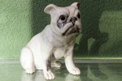 Chien, bouledogue, en terre cuite de Bavent