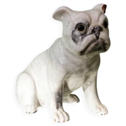 Chien, bouledogue, en terre cuite de Bavent