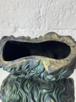 Chien pékinois céramique patine bronze années 60