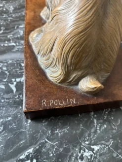 Chien terre cuite Signé R.Pollin