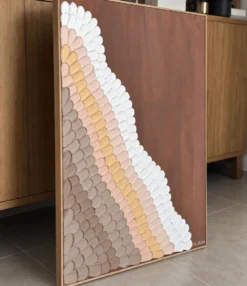 Chocolat d’or Œuvre Texturée Originale 60x80cm Fait Main en France