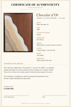 Chocolat d’or Œuvre Texturée Originale 60x80cm Fait Main en France