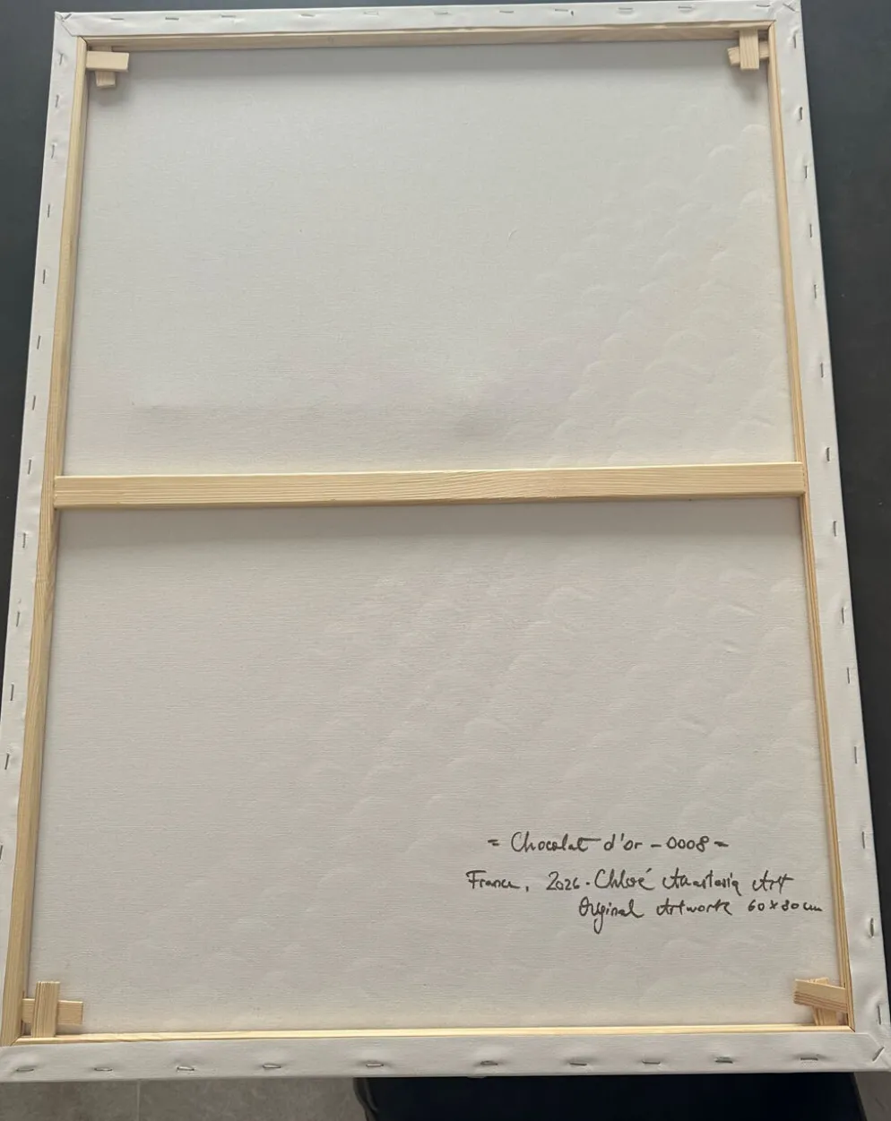 Chocolat d’or Œuvre Texturée Originale 60x80cm Fait Main en France