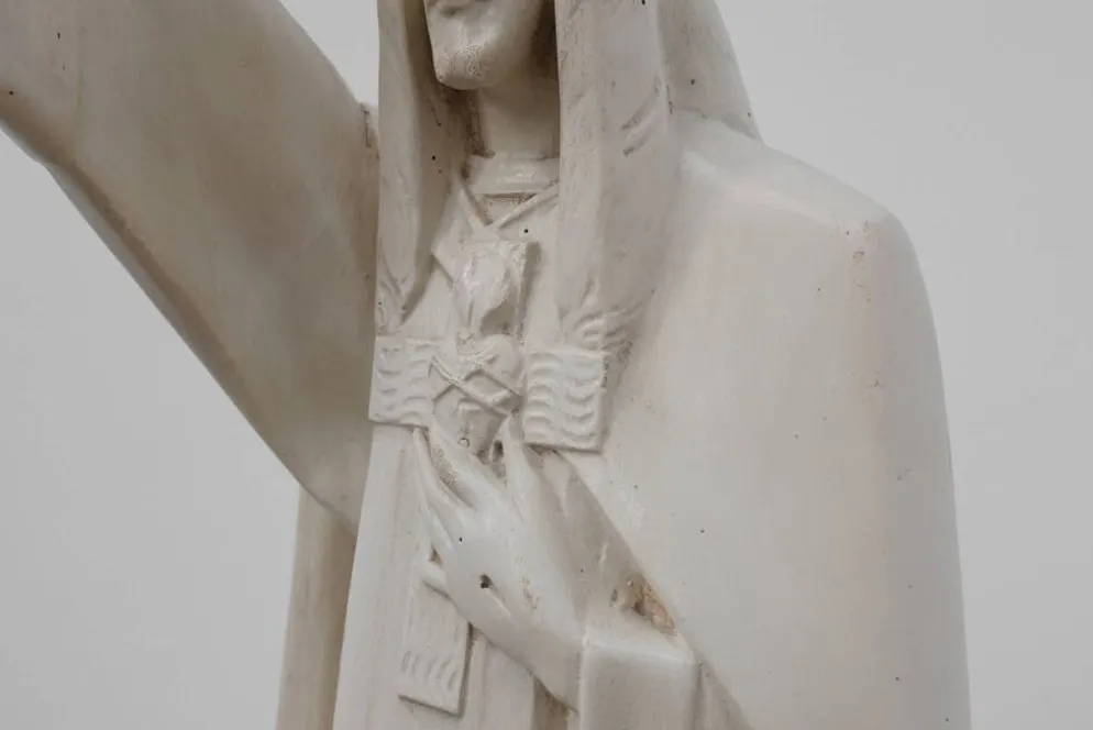 « Christ Roi dans notre maison » Statue en plâtre, Belgique, vers 1920