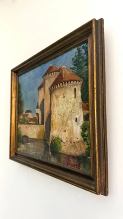Château de Bourg-Archambault – Huile sur toile datée 1885 – Monogramme