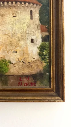 Château de Bourg-Archambault – Huile sur toile datée 1885 – Monogramme