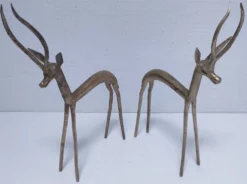 cinq sculptures gazelles antilopes girafe laiton vintage