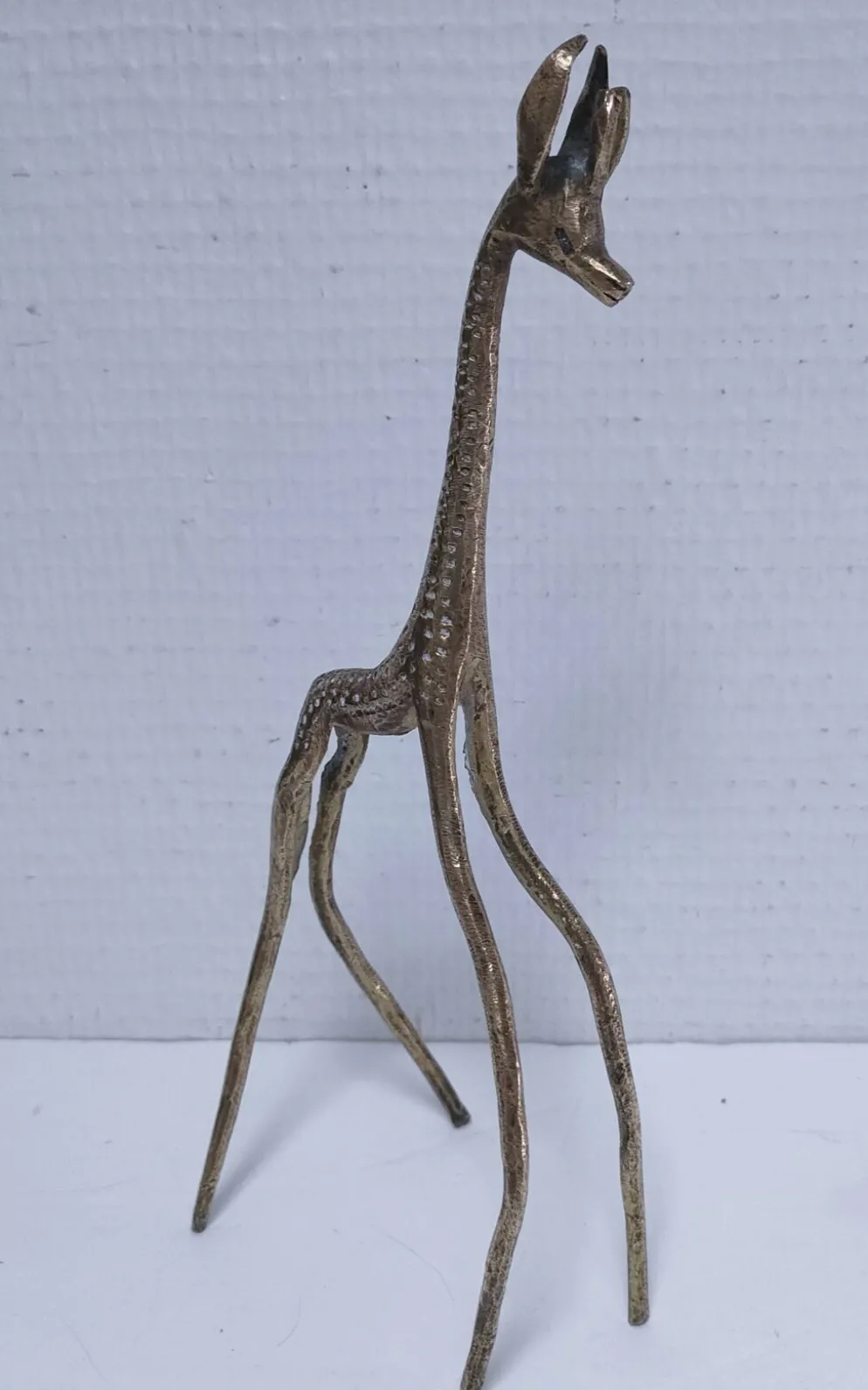 cinq sculptures gazelles antilopes girafe laiton vintage