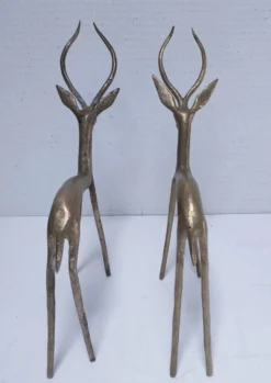 cinq sculptures gazelles antilopes girafe laiton vintage