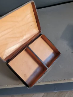 Coffret ancien de jeux de cartes FFB en cuir véritable