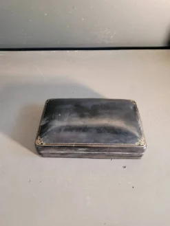 Coffret ancien de jeux de cartes FFB en cuir véritable