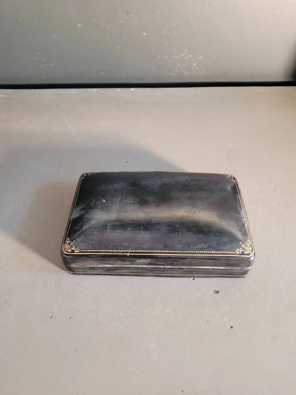 Coffret ancien de jeux de cartes FFB en cuir véritable