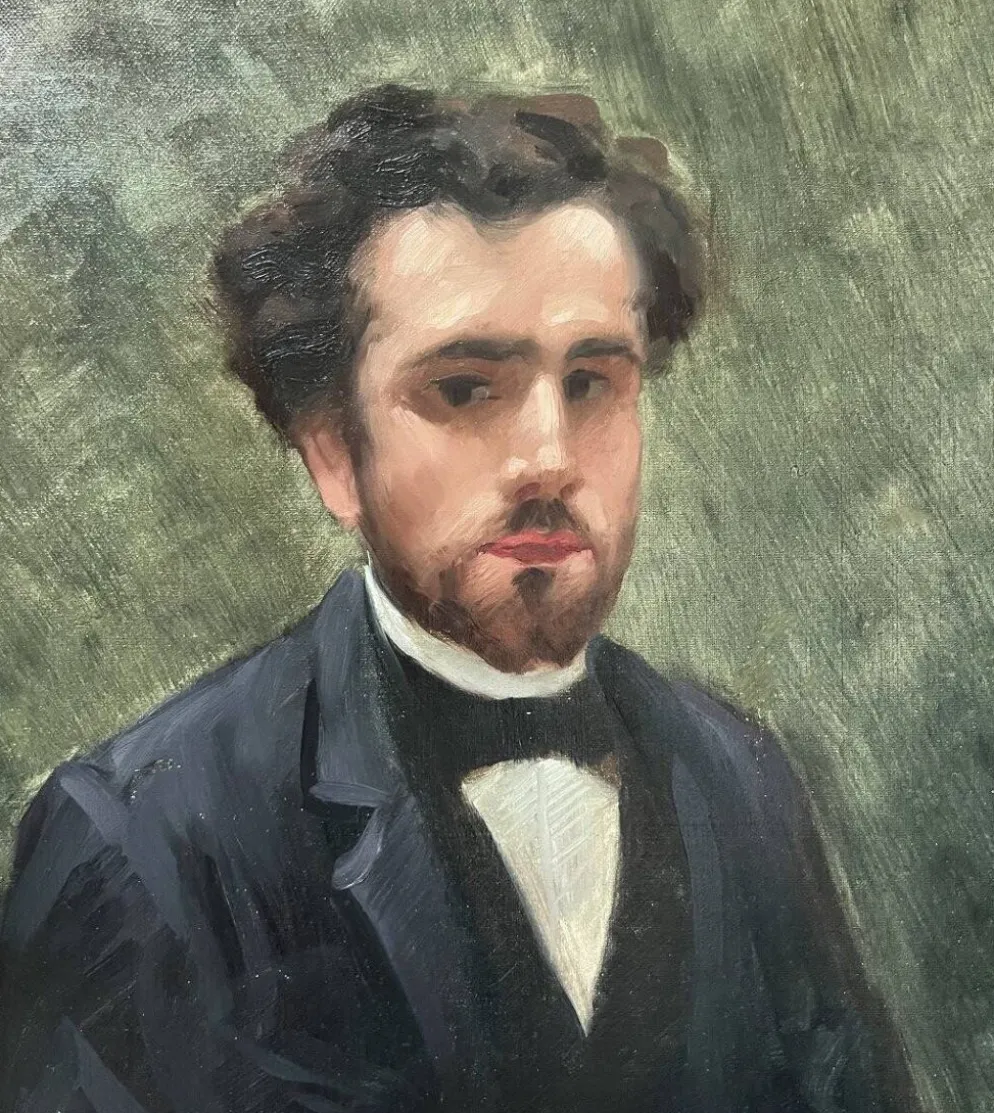 école Française Du XIXe Siècle, Portrait d'Un Jeune Homme, 1891 Huile Sur Toile