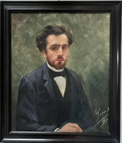 école Française Du XIXe Siècle, Portrait d'Un Jeune Homme, 1891 Huile Sur Toile