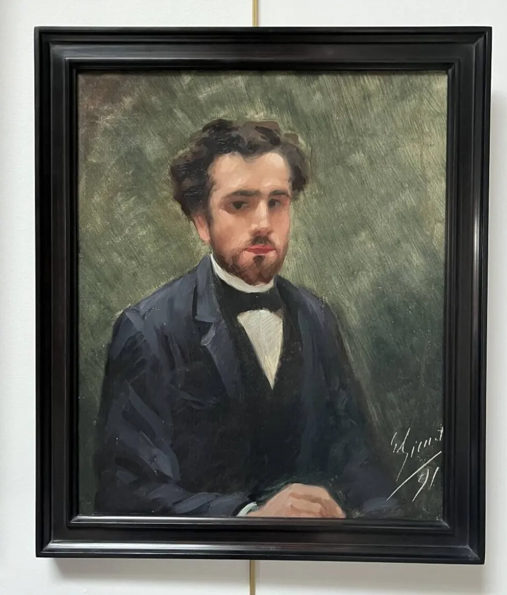 école Française Du XIXe Siècle, Portrait d'Un Jeune Homme, 1891 Huile Sur Toile