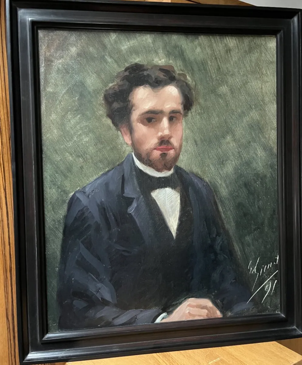 école Française Du XIXe Siècle, Portrait d'Un Jeune Homme, 1891 Huile Sur Toile