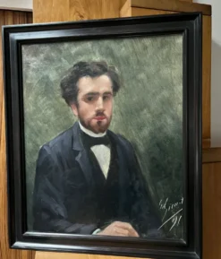 école Française Du XIXe Siècle, Portrait d'Un Jeune Homme, 1891 Huile Sur Toile