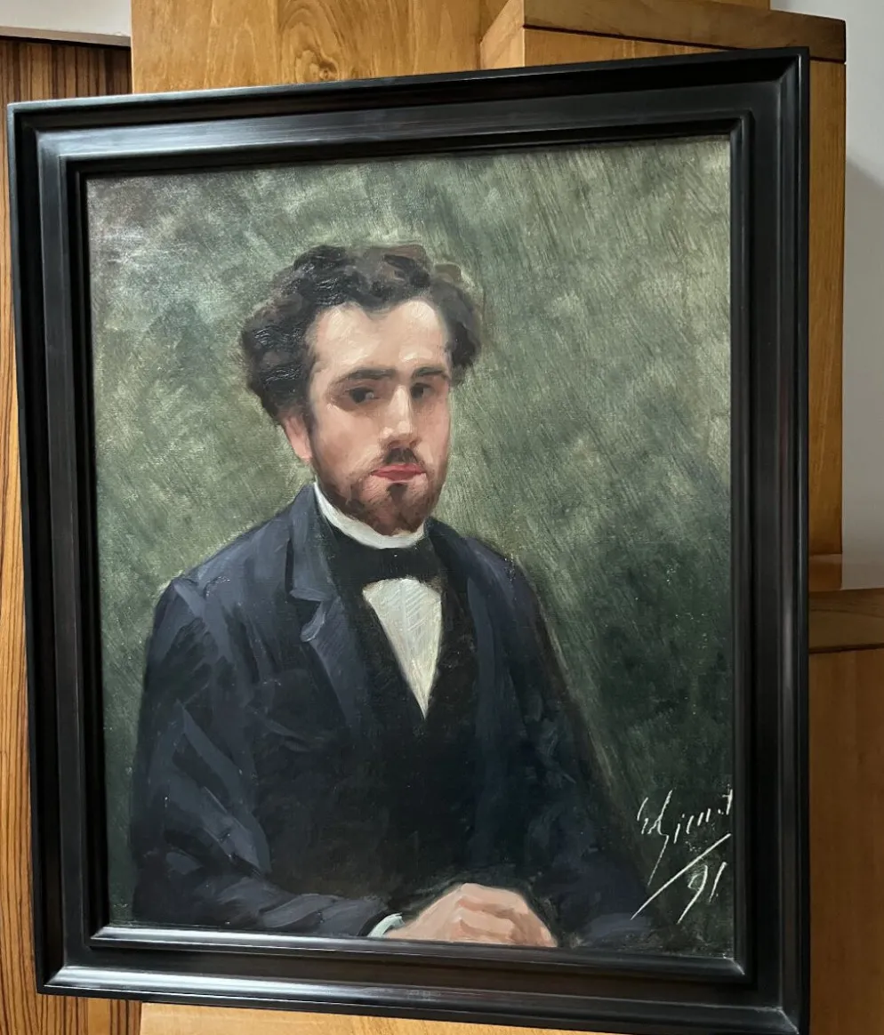 école Française Du XIXe Siècle, Portrait d'Un Jeune Homme, 1891 Huile Sur Toile