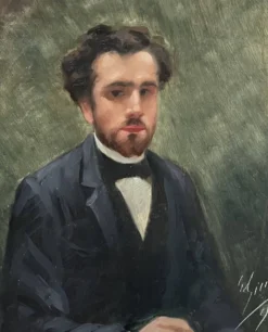 école Française Du XIXe Siècle, Portrait d'Un Jeune Homme, 1891 Huile Sur Toile