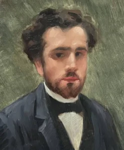 école Française Du XIXe Siècle, Portrait d'Un Jeune Homme, 1891 Huile Sur Toile