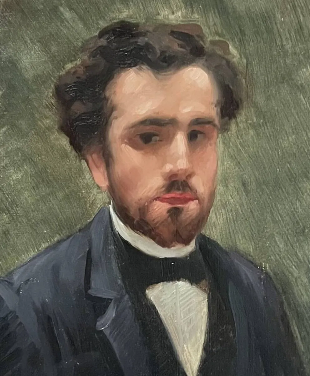 école Française Du XIXe Siècle, Portrait d'Un Jeune Homme, 1891 Huile Sur Toile