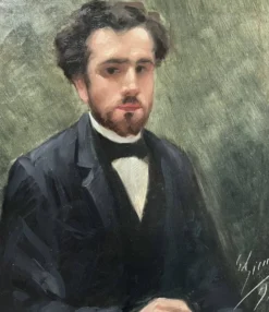 école Française Du XIXe Siècle, Portrait d'Un Jeune Homme, 1891 Huile Sur Toile
