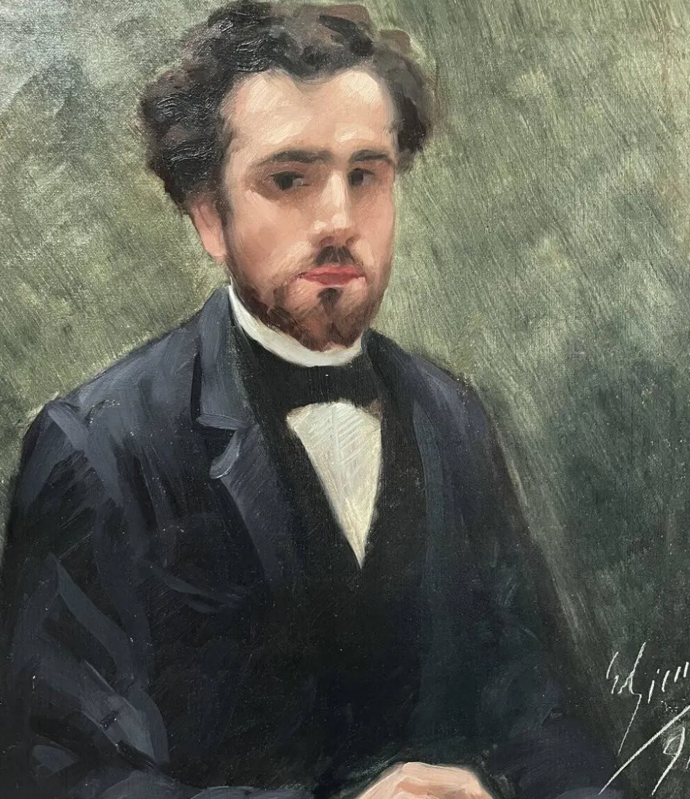 école Française Du XIXe Siècle, Portrait d'Un Jeune Homme, 1891 Huile Sur Toile