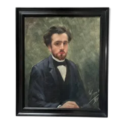 école Française Du XIXe Siècle, Portrait d'Un Jeune Homme, 1891 Huile Sur Toile