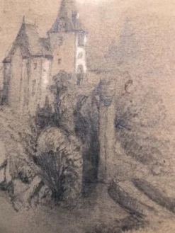 Collage dessins à la mine de plomb et craie blanche 1872