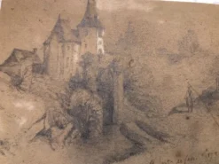 Collage dessins à la mine de plomb et craie blanche 1872