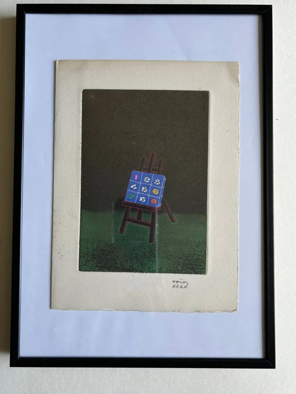 Collage de travail L'Easel par Haim Kern. Signature.